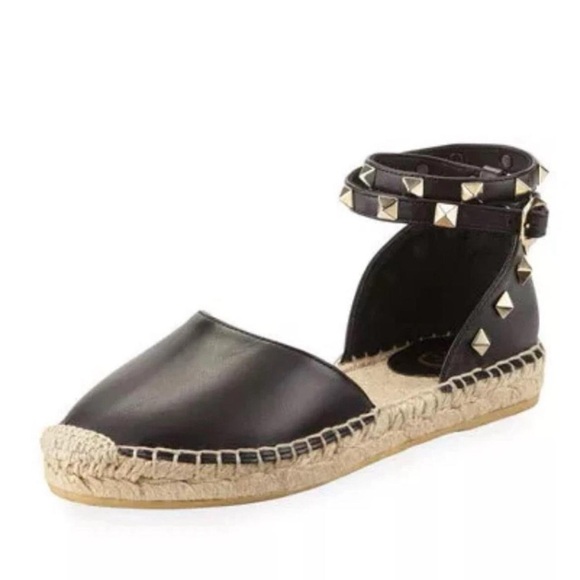 Ash Zania d'Orsay Esapdrilles Black Studded Leather Size 39 MSRP $298